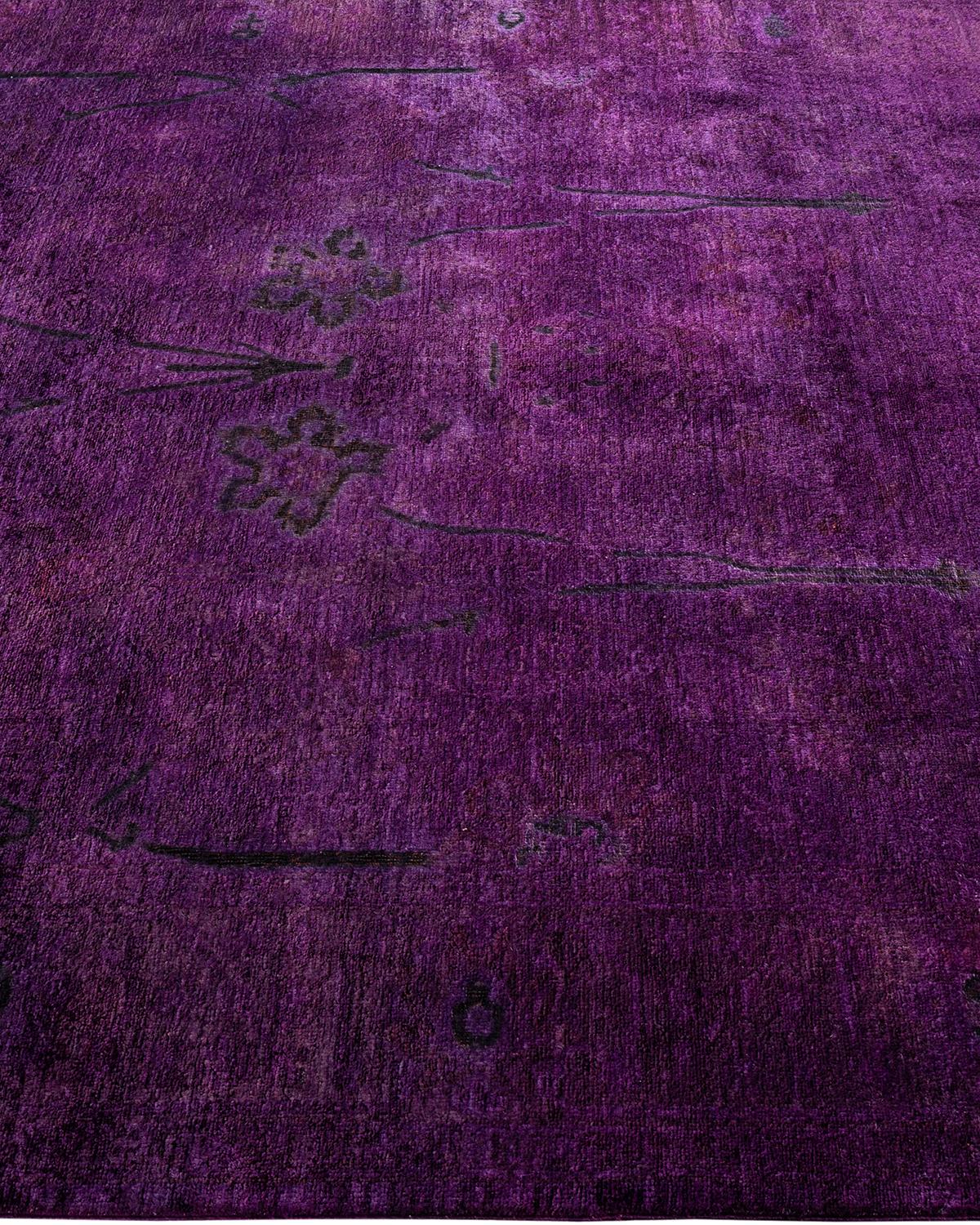 Contemporary Overdyed Hand Knotted Wool Purple Area Rug In New Condition For Sale In Norwalk, CT