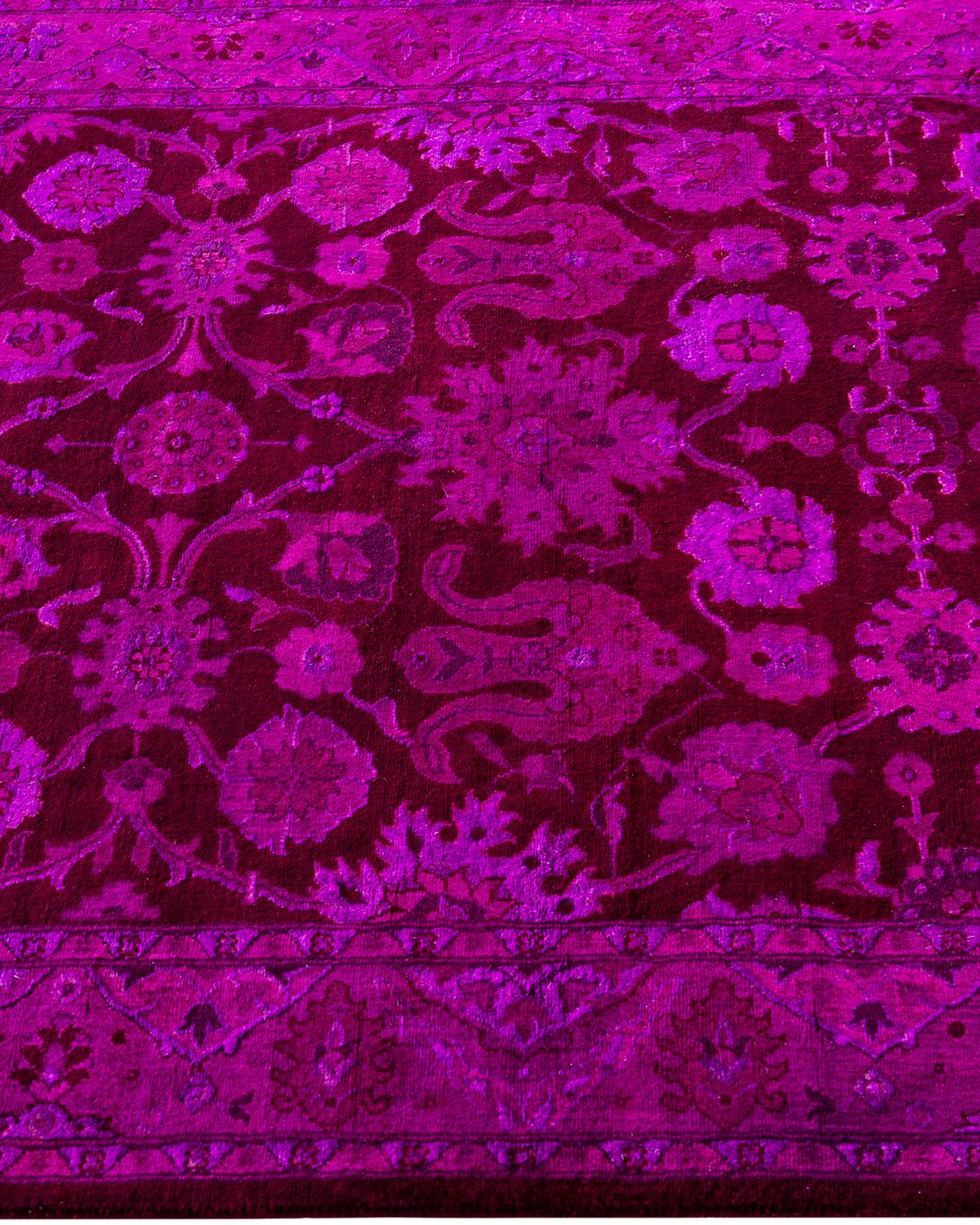 Contemporary Overdyed Hand Knotted Wool Purple Area Rug In New Condition For Sale In Norwalk, CT