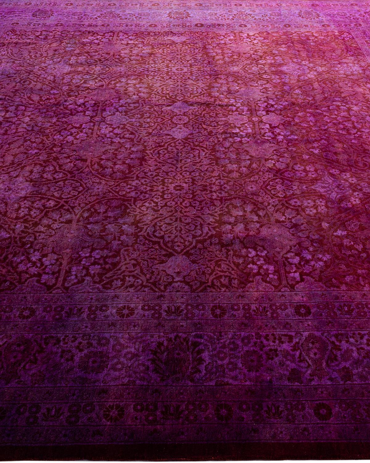 Contemporary Overdyed Hand Knotted Wool Purple Area Rug In New Condition For Sale In Norwalk, CT