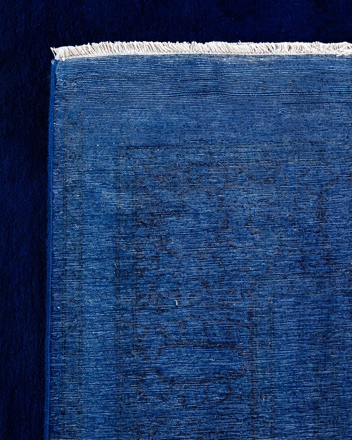 Contemporary Overdyed Hand Knotted Wool Purple Area Rug For Sale 1