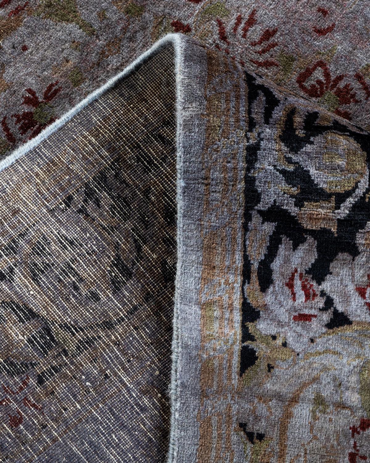 Lana Contemporary Overdyed Hand Knotted Wool Purple Area Rugs (Tappeto di lana viola sovratinto) in vendita