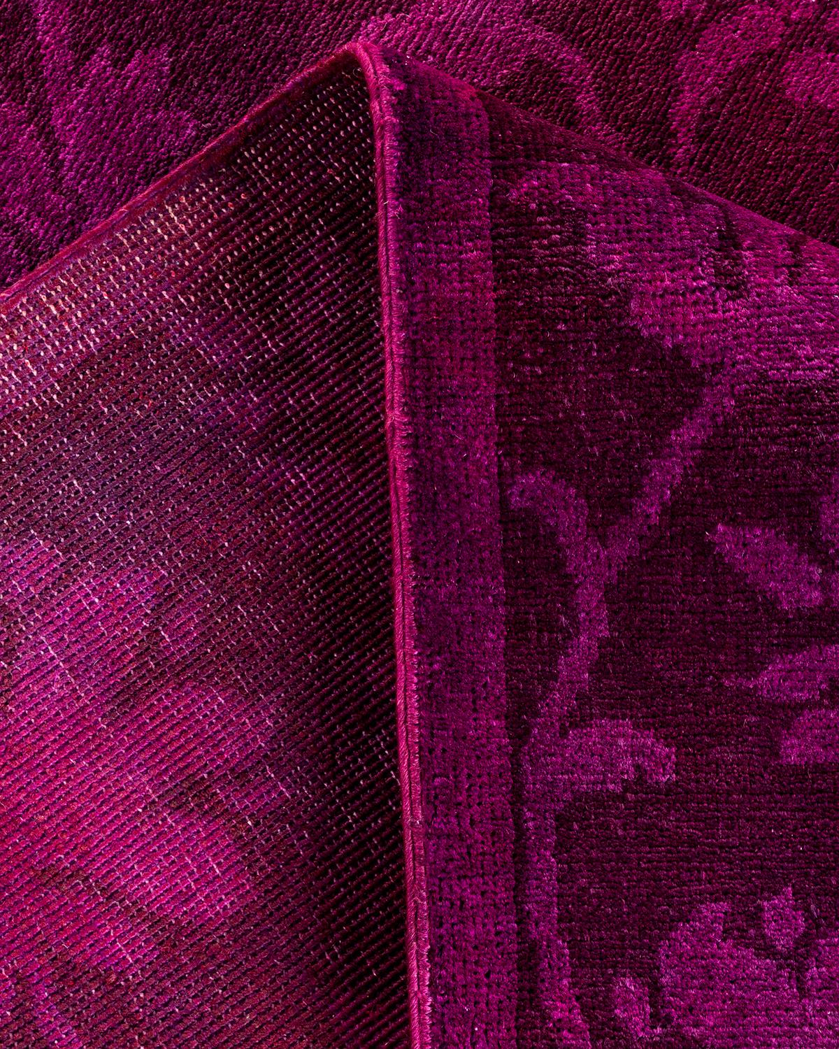 Contemporary Overdyed Hand Knotted Wool Purple Area Rug For Sale 2