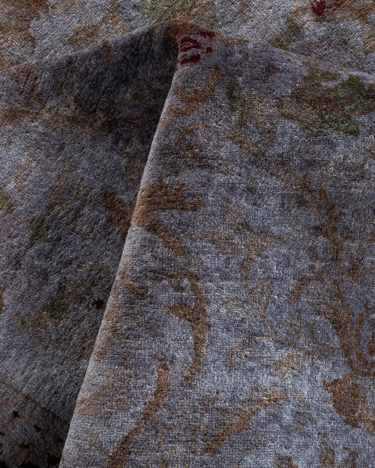 Contemporary Overdyed Hand Knotted Wool Purple Area Rugs (Tappeto di lana viola sovratinto) in vendita 1
