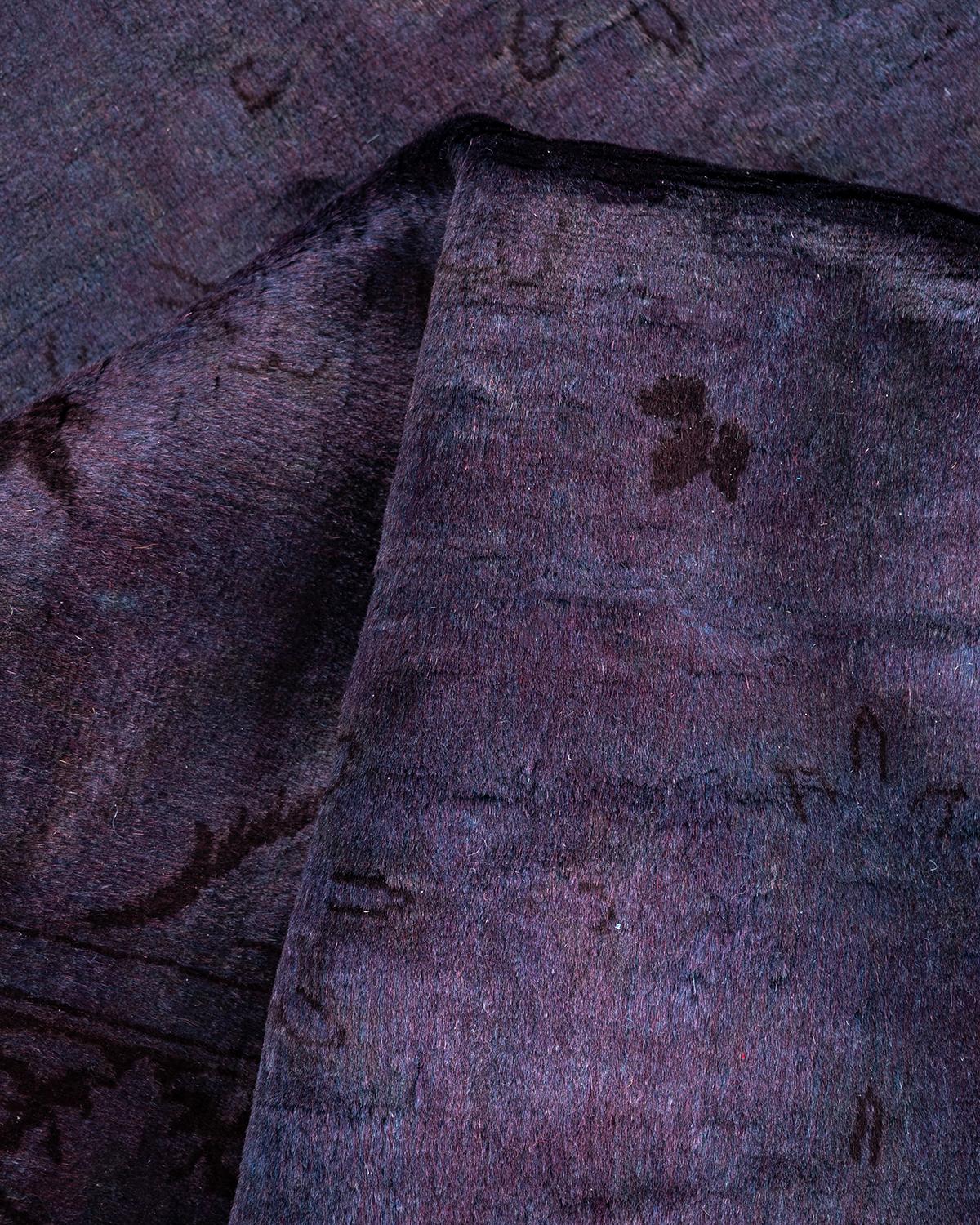 Contemporary Overdyed Hand Knotted Wool Purple Area Rug im Angebot 1
