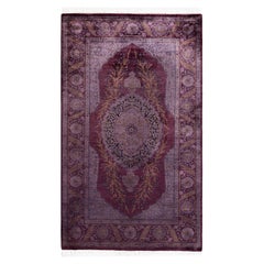 Contemporary Overdyed Hand Knotted Wool Purple Area Rug