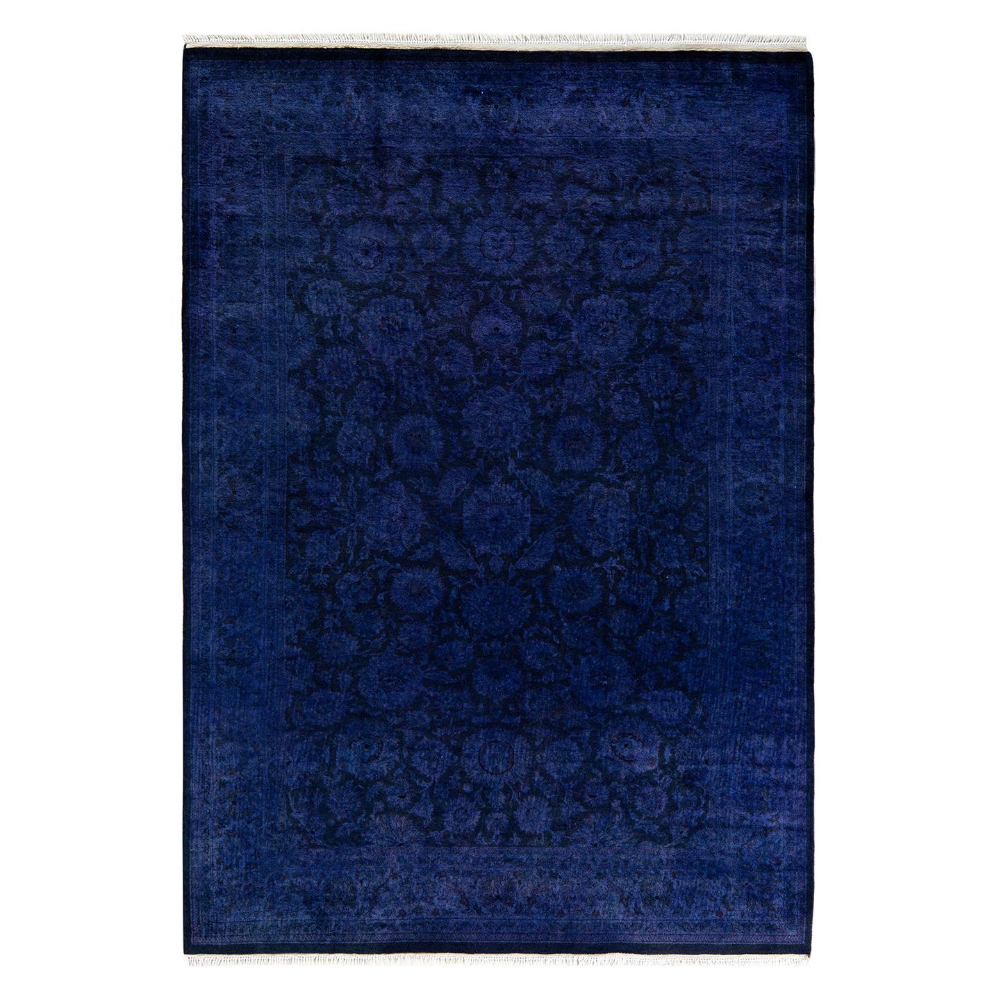 Contemporary Overdyed Hand Knotted Wool Purple Area Rug