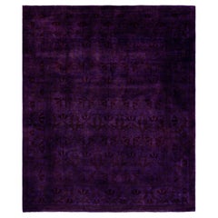 Contemporary Overdyed Hand Knotted Wool Purple Area Rug