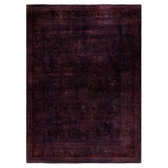 Contemporary Overdyed Hand Knotted Wool Purple Area Rug
