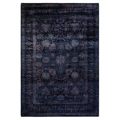 Contemporary Overdyed Hand Knotted Wool Purple Area Rug