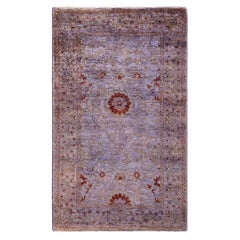 Contemporary Overdyed Hand Knotted Wool Purple Area Rug