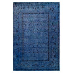 Contemporary Overdyed Hand Knotted Wool Purple Area Rug