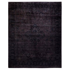 Contemporary Overdyed Hand Knotted Wool Purple Area Rug