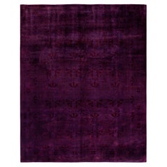 Contemporary Overdyed Hand Knotted Wool Purple Area Rug