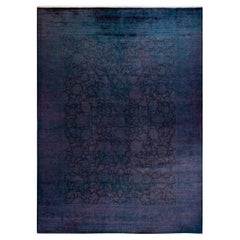 Contemporary Overdyed Hand Knotted Wool Purple Area Rug