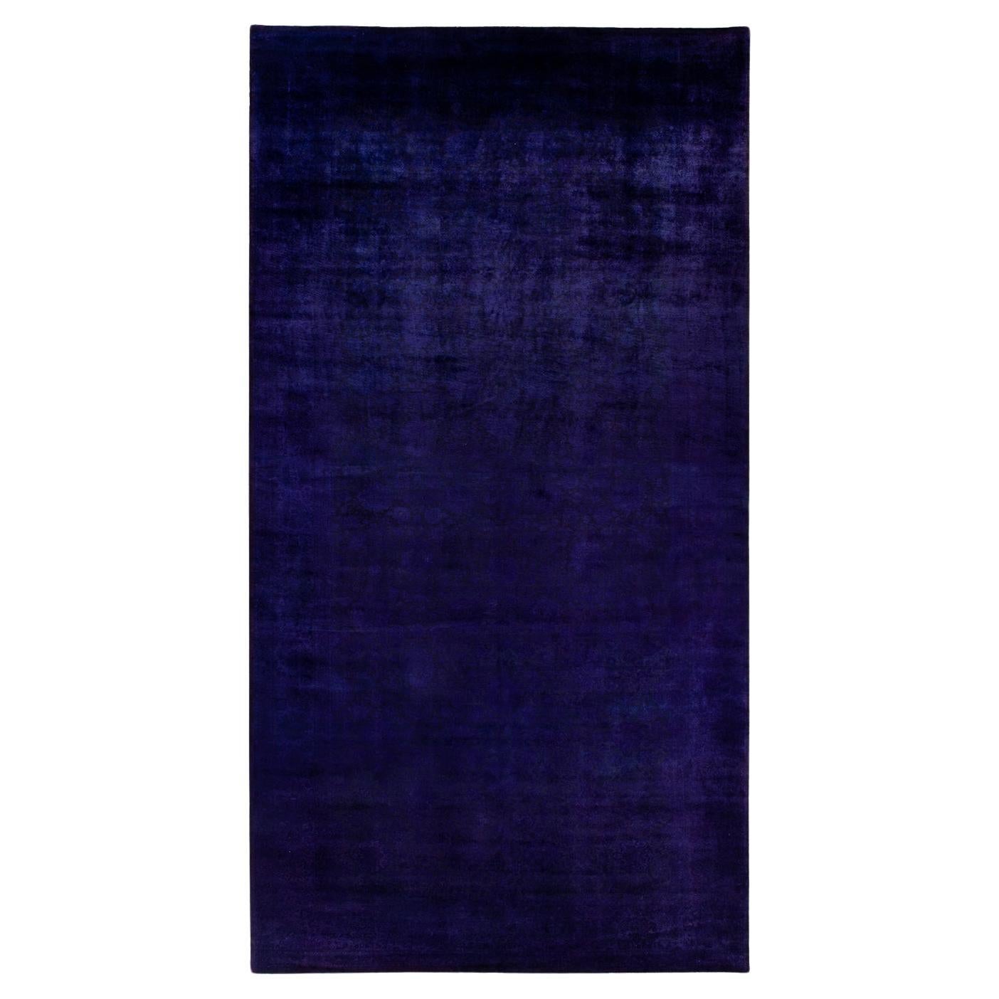 Contemporary Overdyed Hand Knotted Wool Purple Area Rug im Angebot