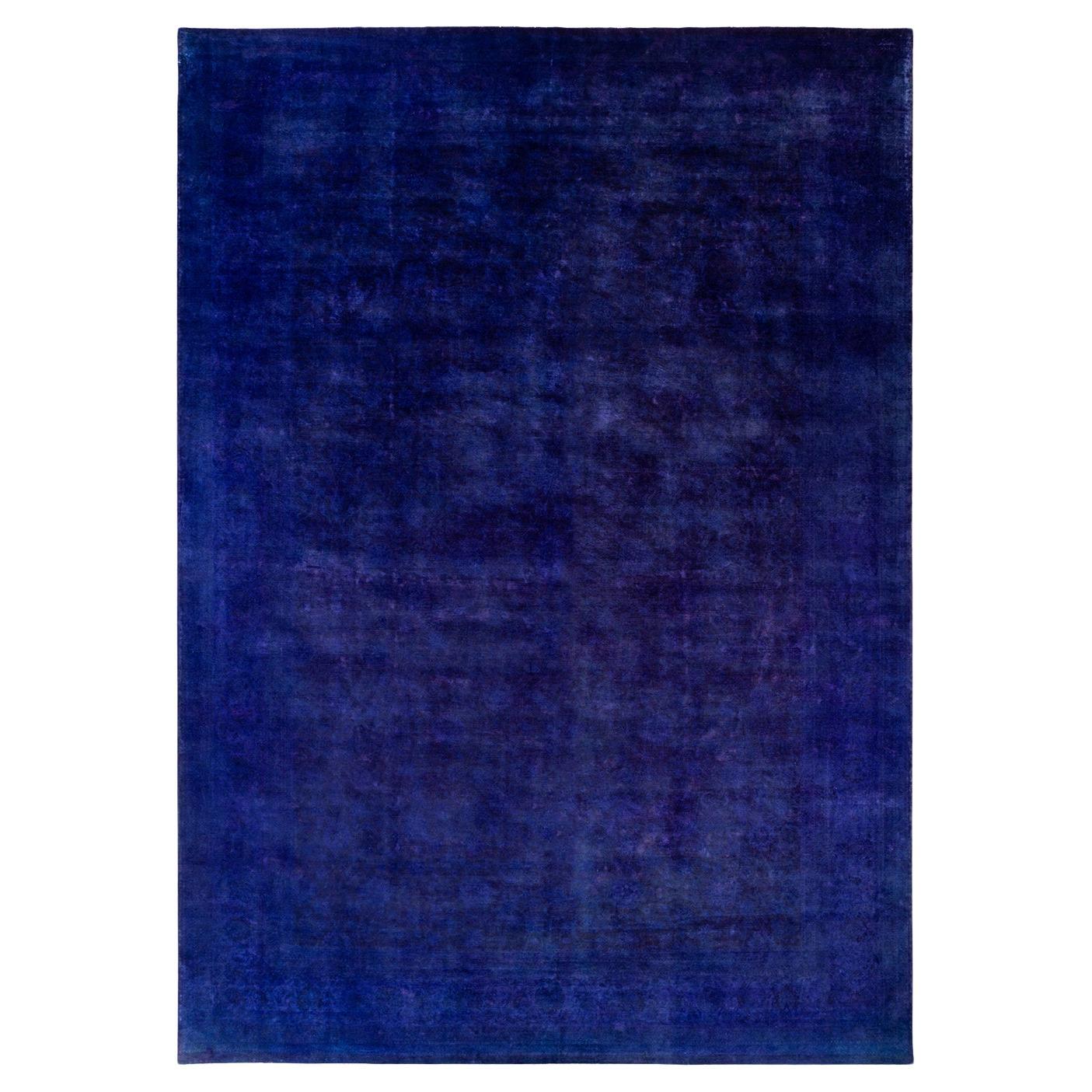 Contemporary Overdyed Hand Knotted Wool Purple Area Rug