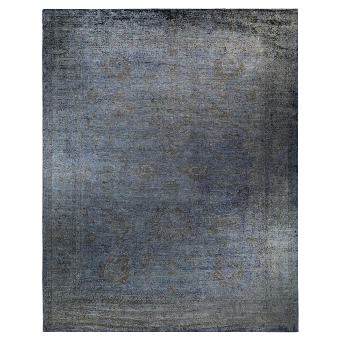 Contemporary Overdyed Hand Knotted Wool Purple Area Rug