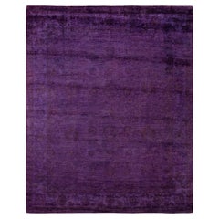 Contemporary Overdyed Hand Knotted Wool Purple Area Rug