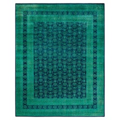 Contemporary Overdyed Hand Knotted Wool Purple Area Rug