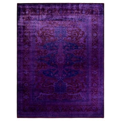 Contemporary Overdyed Hand Knotted Wool Purple Area Rug