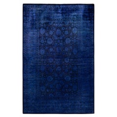 Contemporary Overdyed Hand Knotted Wool Purple Area Rug