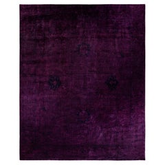 Contemporary Overdyed Hand Knotted Wool Purple Area Rug