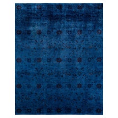 Contemporary Overdyed Hand Knotted Wool Purple Area Rug