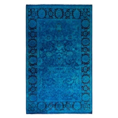 Contemporary Overdyed Hand Knotted Wool Purple Area Rug