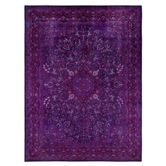 Contemporary Overdyed Hand Knotted Wool Purple Area Rug