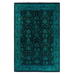 Contemporary Overdyed Hand Knotted Wool Purple Area Rug