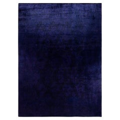 Contemporary Overdyed Hand Knotted Wool Purple Area Rug