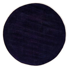 Contemporary Overdyed Hand Knotted Wool Purple Round Area Rug