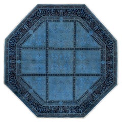 Contemporary Overdyed Hand Knotted Wool Purple Octagon Area Rug