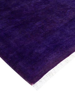 Contemporary Overdyed Hand Knotted Wool Purple Runner