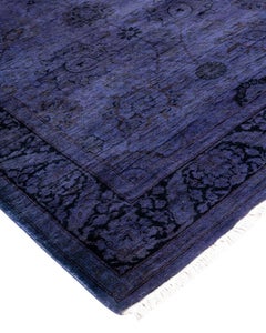 Contemporary Overdyed Hand Knotted Wool Purple Runner