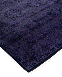 Contemporary Overdyed Hand Knotted Wool Purple Runner
