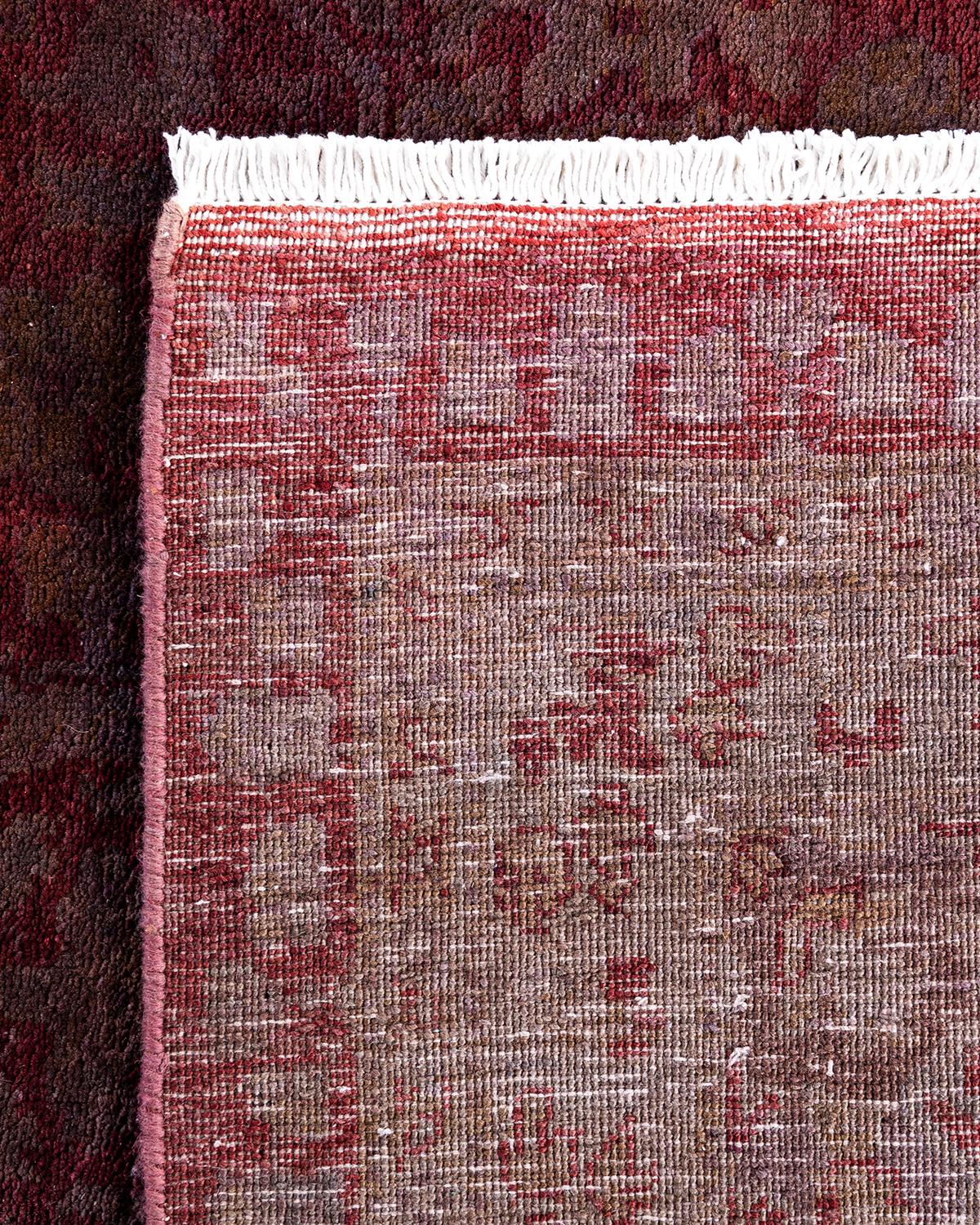 XXI secolo e contemporaneo Contemporary Overdyed Hand Knots Rugs, tappeto rosso in lana, 10' 1