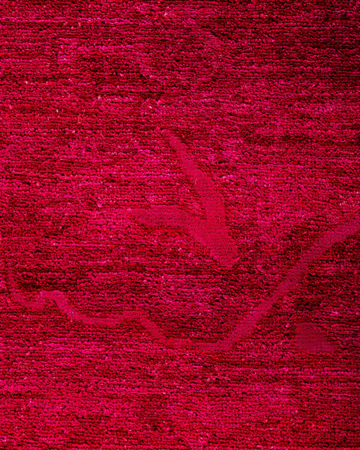 Contemporary Overdyed Hand Knotted Wool Red Area Rug 8' 3
