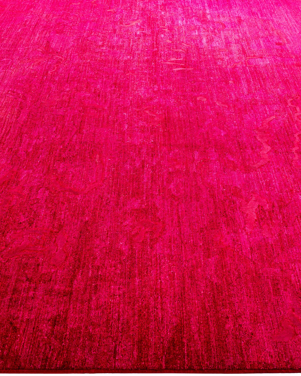Contemporary Overdyed Hand Knotted Wool Red Area Rug 8' 3