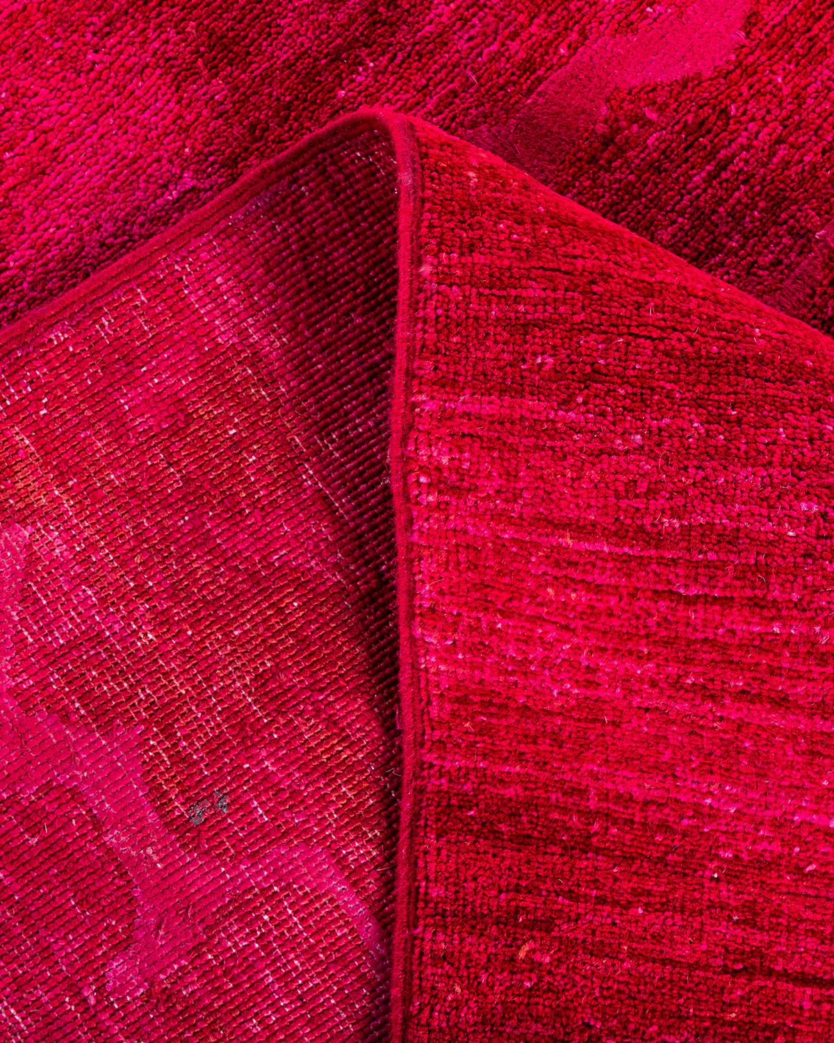 Contemporary Overdyed Hand Knotted Wool Red Area Rug 8' 3