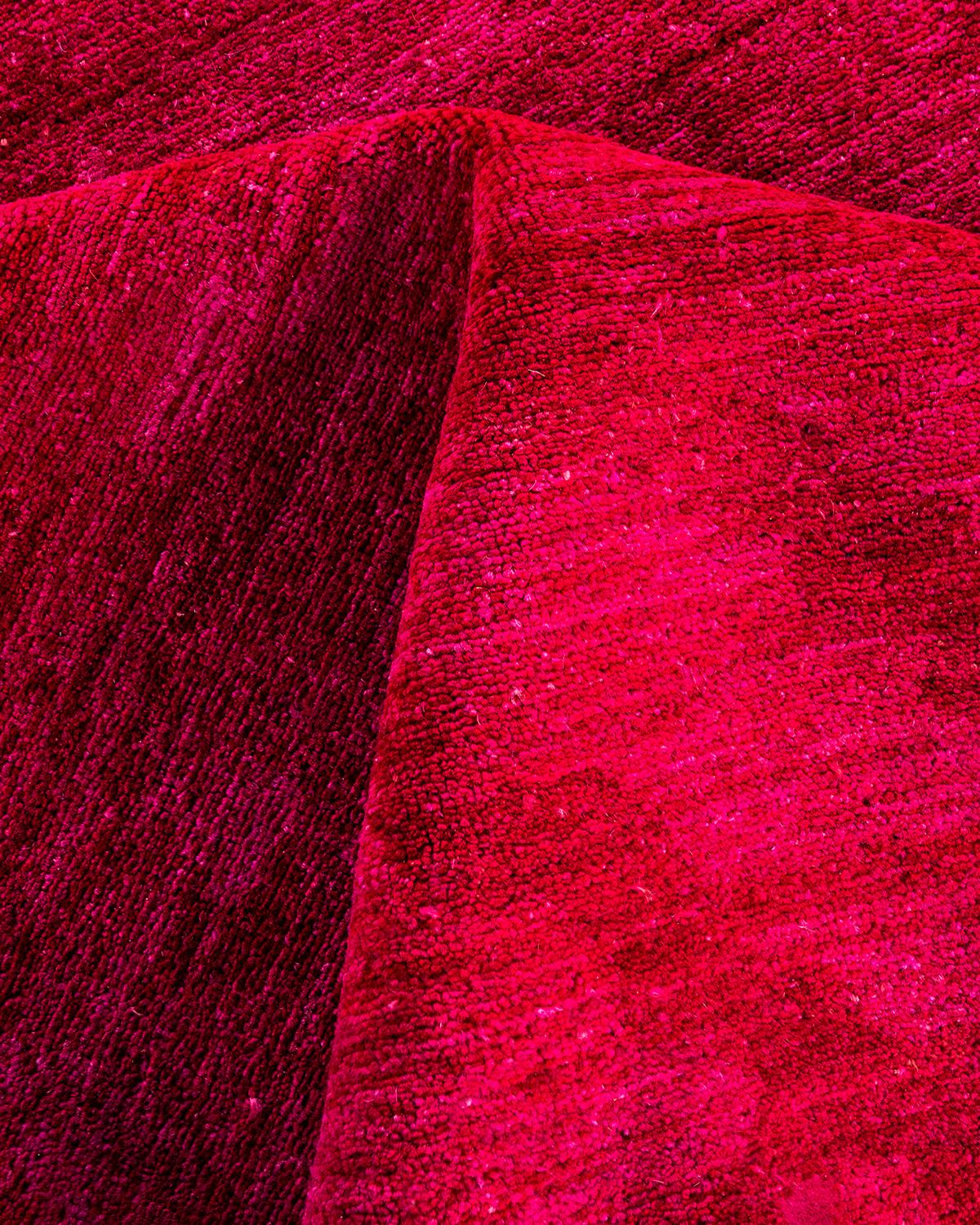 Contemporary Overdyed Hand Knotted Wool Red Area Rug 8' 3
