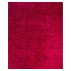 Contemporary Overdyed Hand Knotted Wool Red Area Rug 8' 3" x 9' 10" (Tapis de zone en laine surteinte rouge)