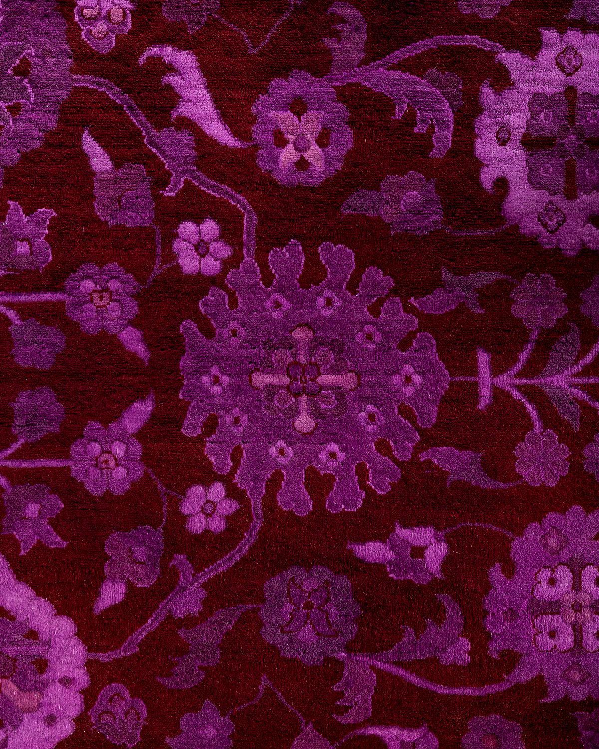 Contemporary Overdyed Hand Knotted Wool Red Area Rug 9' 2
