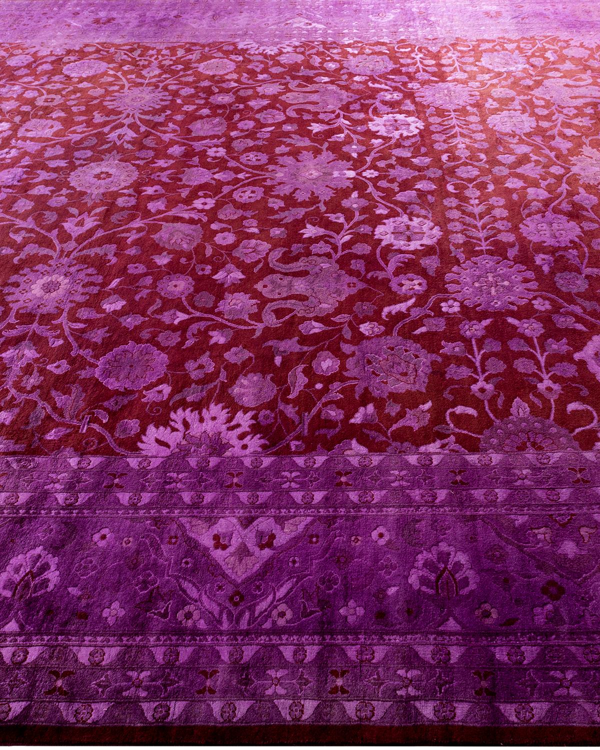 Contemporary Overdyed Hand Knotted Wool Red Area Rug 9' 2