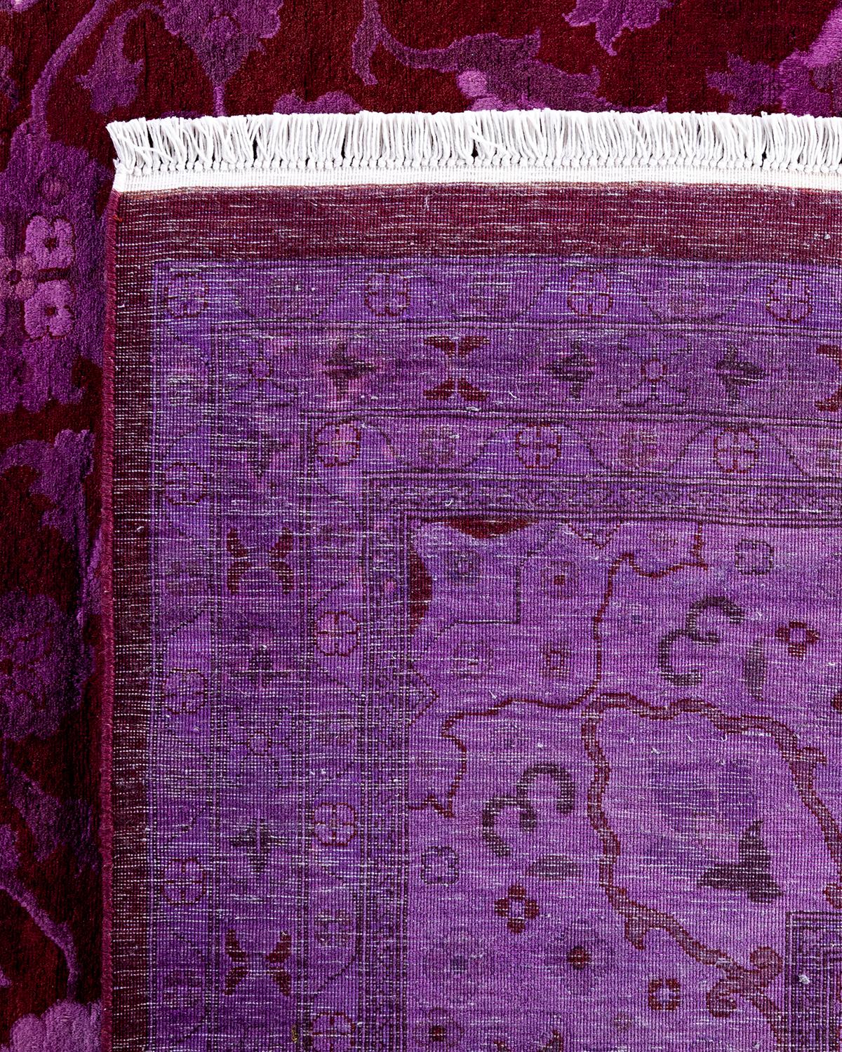 Contemporary Overdyed Hand Knotted Wool Red Area Rug 9' 2