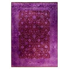 Contemporary Overdyed Hand Knotted Wool Red Area Rug 9' 2" x 12' 5"