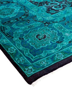 Contemporary Overdyed Hand Knotted Wool Red Area Rug