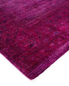 Contemporary Overdyed Hand Knotted Wool Red Area Rug