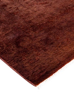 Contemporary Overdyed Hand Knotted Wool Red Area Rug