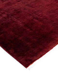 Contemporary Overdyed Hand Knotted Wool Red Area Rug